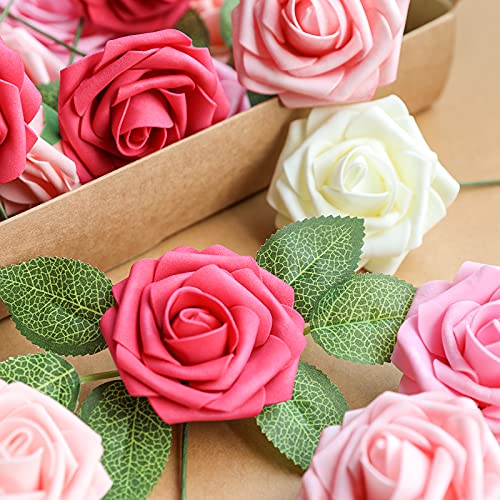 Seriesa Red Rose 100pcs Real Looking Artificial Flowers w