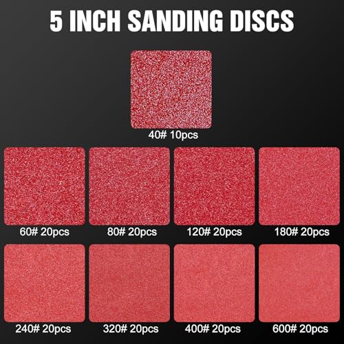 170 Pcs 5 inch Sanding Discs 40 (170 Count)
