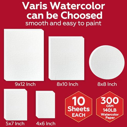 50 Sheets Watercolor Paper Bulk (50 Count)