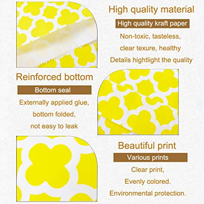 100 Pcs Yellow Candy Buffet Bags Small Cookie Bags Polka Dot Paper Treat Bag for Wedding Birthday Party (100 Count)