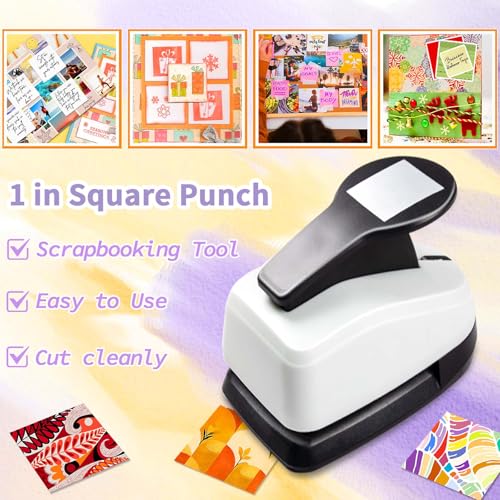Square Punch for Crafts Square Hole Punch 1 inch Paper Punches for Crafting Squares Shape Hole Puncher for Crafts Scrapbooking