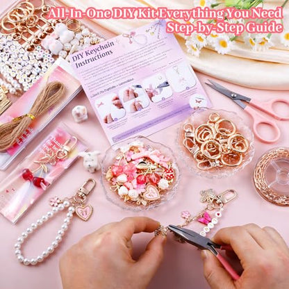 Pink 680PCS Keychain Making Kit DIY Crafts