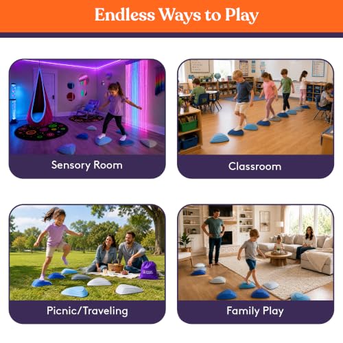 10 Stepping Stones for Kids Indoor and Outdoor Balance Blocks Promote Coordination (10 Count)