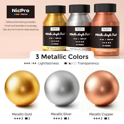 Acrylic Paint Set Metallic (12 Fl Oz)