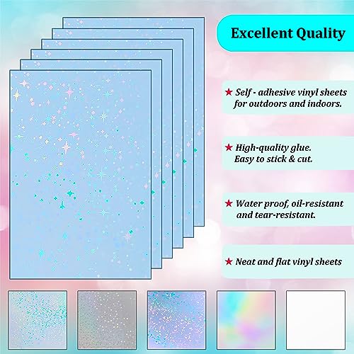 36 Sheets Holographic Sticker Paper Self (36 Count)