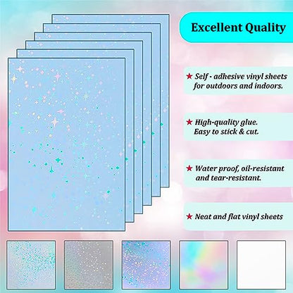 36 Sheets Holographic Sticker Paper Self (36 Count)