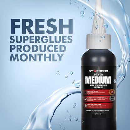 Black Medium CA Glue (2 Ounce)