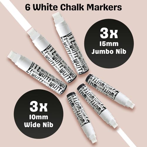 6 White Car Window Markers Washable for Auto