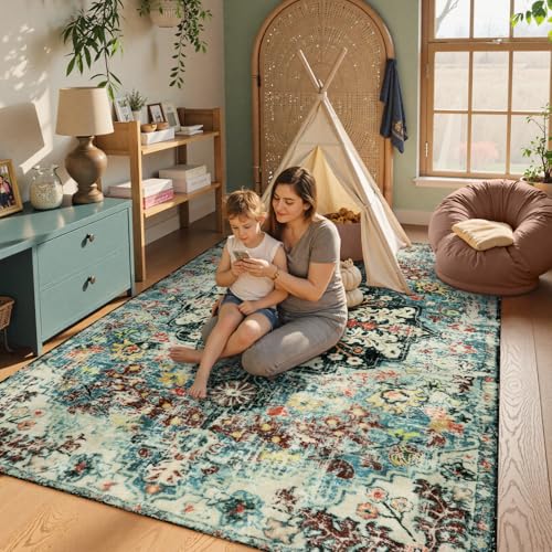 Reine Bohemian Floral Medallion Area Rug
