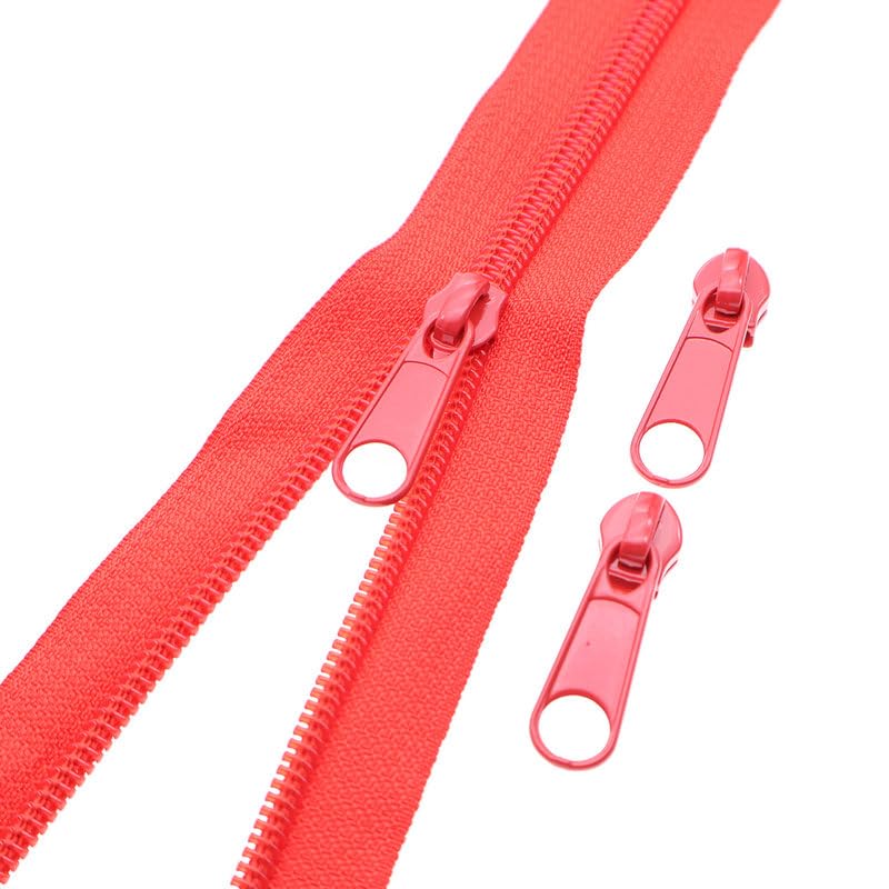 5 Red Nylon Zippers by the Yards Bulk 10 Yards Coil Zipper Tape with 25pcs Zipper Sliders for DIY Tailor Sewing Craft