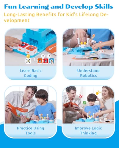 A3 12-in-1 STEM Blocks Coding Robot Kit for Kids, 61-Piece Educational Building Set with Interactive Storytelling, Ideal Toy Gift for Boys & Girls Ages 3-6
