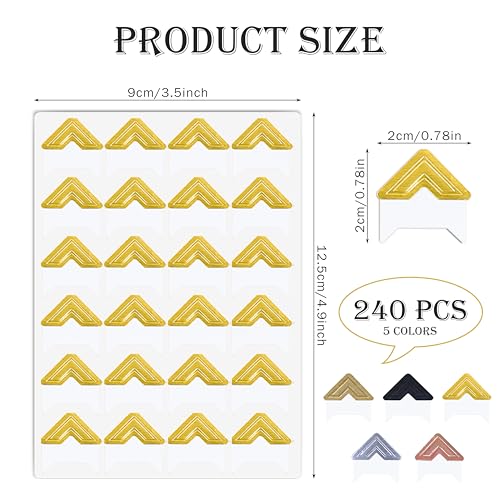 240 Pieces Photo Corners Self Adhesive Photo Corner Stickers