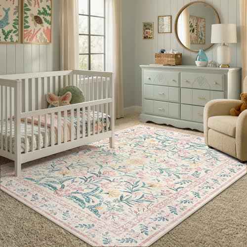 Floral Pink Rugs for Bedroom Girls