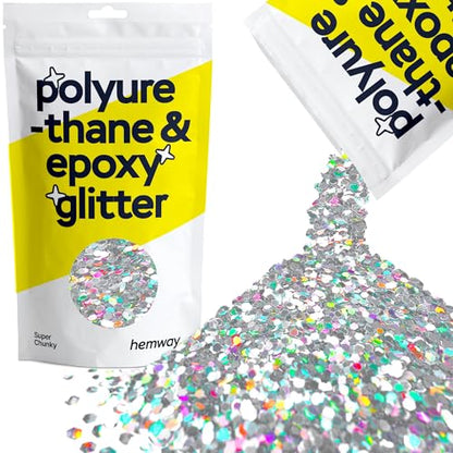 Resin Glitter Silver Holographic 100g Super Chunky (3.5 Ounce)
