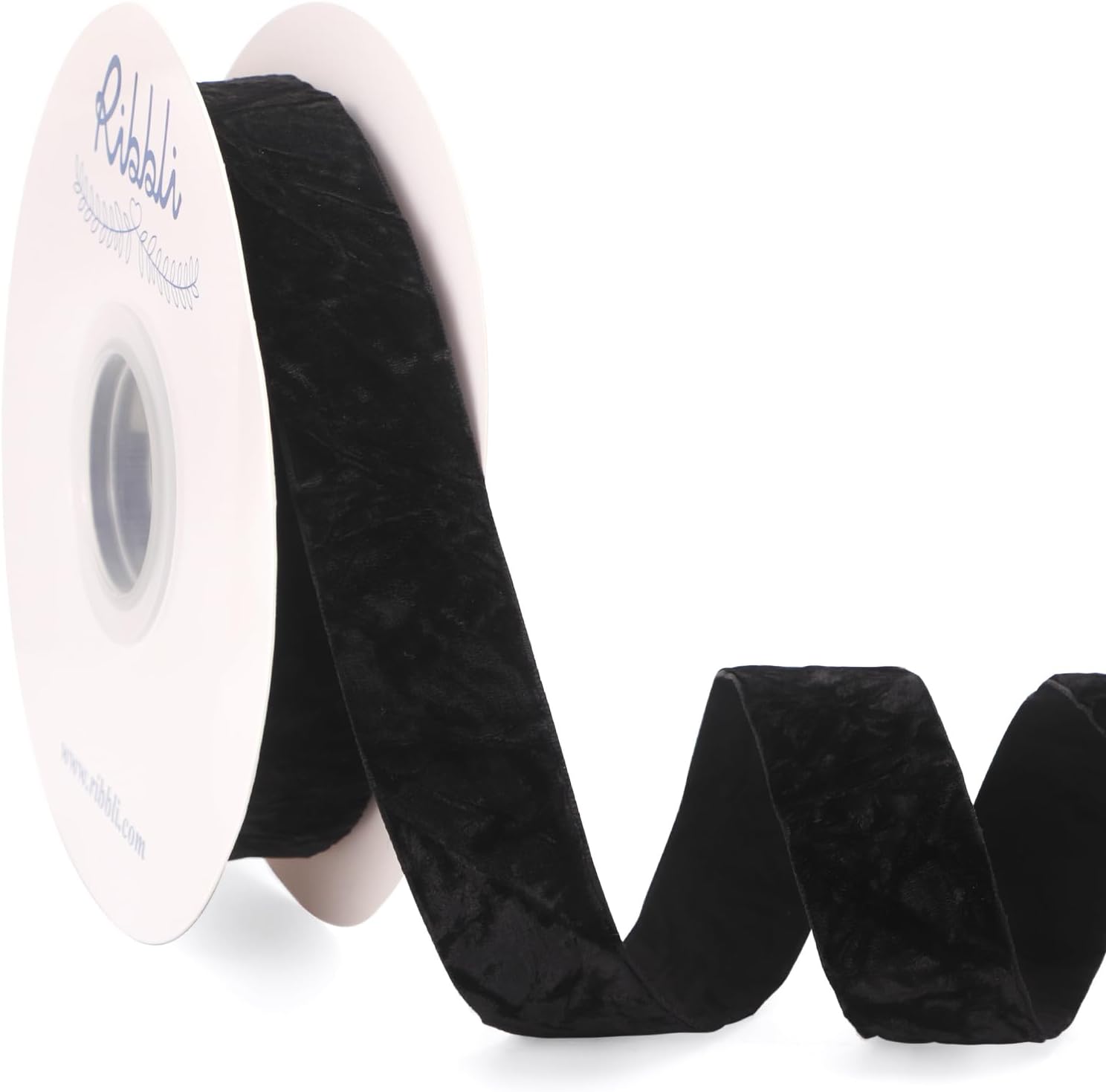 Ribbli Black Velvet Ribbon 1 Inches Luxury Crinkled Black Christmas Ribbon for Gift Wrapping Crafts Home Decor-Continuous 10 Yard - Crafty Corner