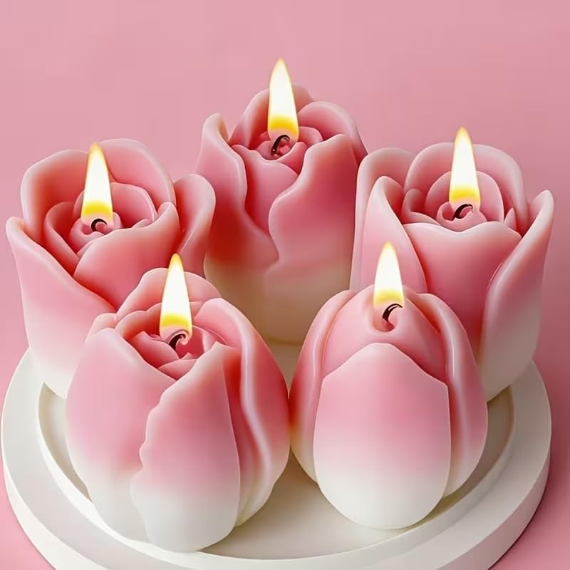 3 PCS Tulip Flower Silicone Molds 3D Floral Candle Mold for Soap