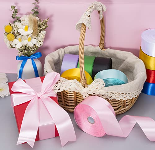1 1 2 Inch Pink Solid Satin Ribbon for Gift Wrapping (150 Foot)
