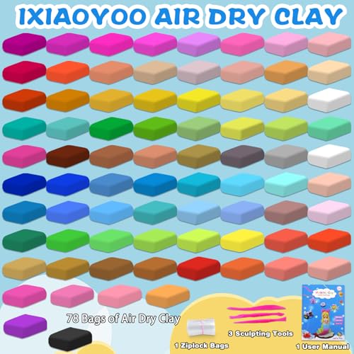 Air Dry Clay 78 Colors Foam Modeling Clay for School Projects (78 Count)