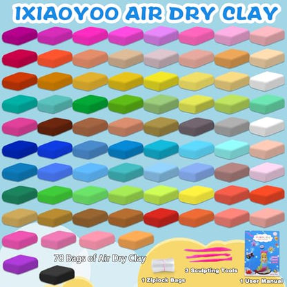 Air Dry Clay 78 Colors Foam Modeling Clay for School Projects (78 Count)