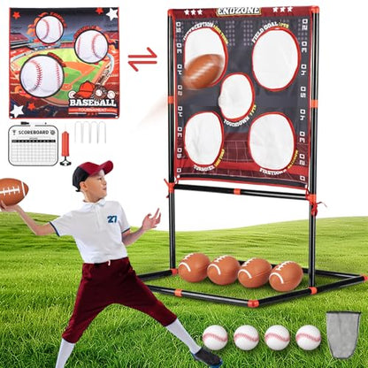 2-in-1 Football & Baseball Toss Game for Kids Ages 3-8 - Outdoor Garden Toy for Backyard, Beach & Camping, Family Party Fun Sports Toy