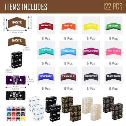 122PCS MTG Keyword Tokens & Dice & Life Counter Set for MTG Accessories