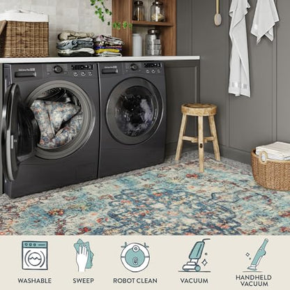 Reine Bohemian Floral Medallion Area Rug