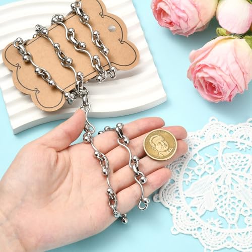 3.28 Feet(1m) 304 Stainless Steel Round Link Chains Stainless Steel Chain Link for Jewelry Making DIY Accessories - 29x18mm and 10.7x2.8mm