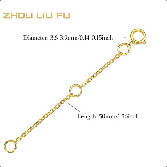 ZHOU LIU FU 18K/750 Real Yellow Gold Extender for Necklace Bracelet Anklet Extenders for Jewelry Gold Extension for Women Men Durable Adjustable Chain Accessories 1.97Inch/5cm C218902