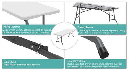 6 ft HDPE Folding Table with Anti