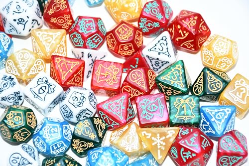 Double Colors Polyhedral Dice Sets with Pouches for D&D DND RPG MTG Dungeon and Dragons Table Board Roll Playing Games D4 D6 D8 D10 D% D12 D20 (42 Count)