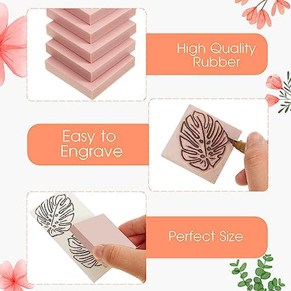 24 Pcs 2" x 2" Rubber Carving Block Printmaking Stamp (24 Count)