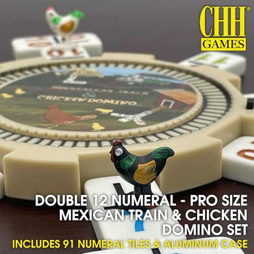 Double 12 Numeral Pro Size Mexican Train & Chicken Domino Set