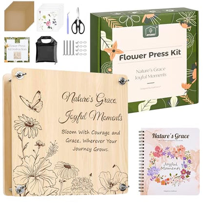 Large Flower Press Kit for Adults with Designed Cover and DIY Album
