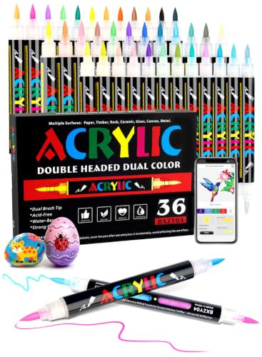 72 Colors Acrylic Paint Markers with 36 Dual
