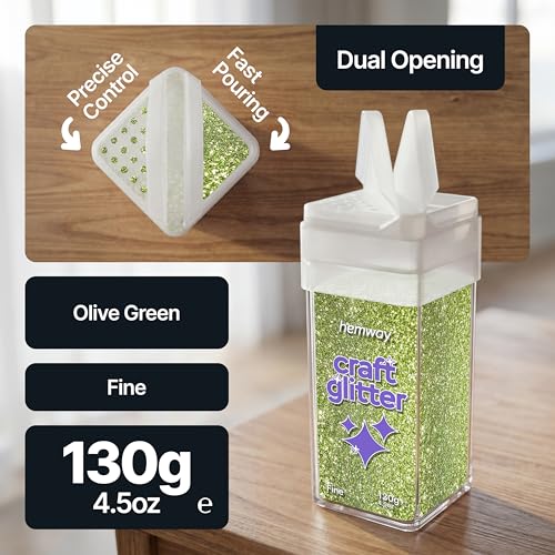 Craft Glitter Shaker Olive Green 110g Fine (4.6 Ounce)