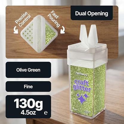 Craft Glitter Shaker Olive Green 110g Fine (4.6 Ounce)