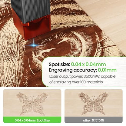 RAY5 Laser Engraver 3500mW High Precision 0.04 * 0.04mm Mini Laser Cutter and Engraving Machine 130x140mm Working Area for Wood Metal Acrylic Glass
