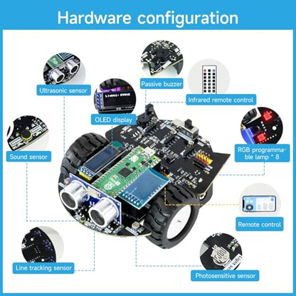 Raspberry Pi Pico2 Smart Robot Car Starter Programming Robot Kit DIY MicroPython Scientific Electronics Programming Project Kit