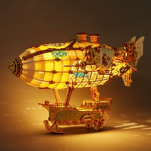 LED 3D Wood Puzzle Fantasy Airship Model (473 Count)