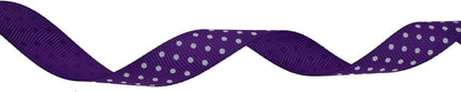 Polka Dot Grosgrain Ribbon 25 Yard Each Roll 100% Polyester (5/8", Purple) - Crafty Corner