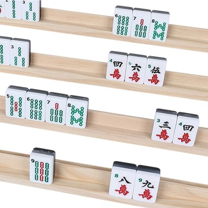 Wooden Mahjong Tiles Trays (4 Count)