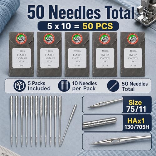 50 PCS Sewing Machine Needles for Brother (50 Count)