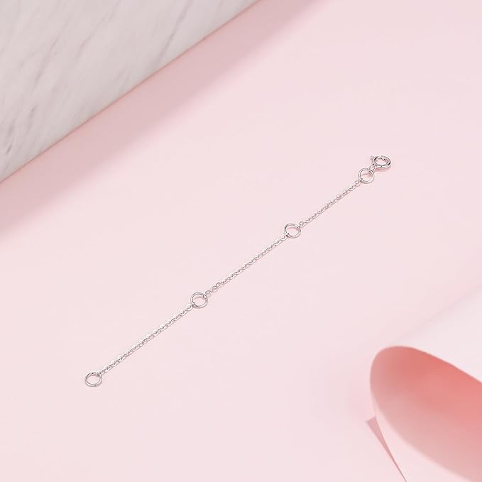 ZHOU LIU FU 18K/750 Real White Gold Extender for Necklace Bracelet Anklet Extenders for Jewelry Gold Extension for Women Men Durable Adjustable Chain Accessories 3.54Inch/9cm C218904