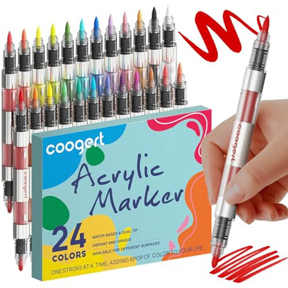 24 Automatic Ink Control Acrylic Paint Markers Dual Tip