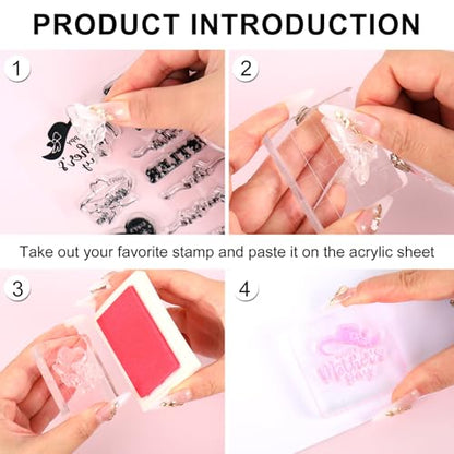 4 Sheets Mother's Day Clear Stamps Greeting Words Silicone Transparent Stamps for DIY Craft Card Making Scrapbooking Embossing Album Decor (4 Count)