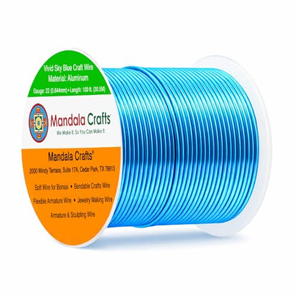 22 Gauge Vivid Sky Blue Anodized Aluminum Craft Wire (100 Foot)