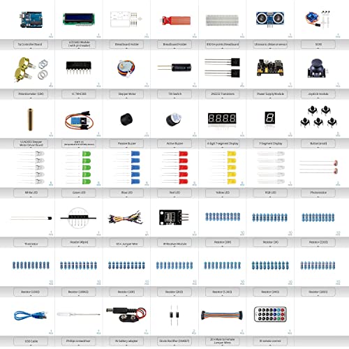 Starter Kit with Breadboard Power Supply Compatible with Arduino IDE