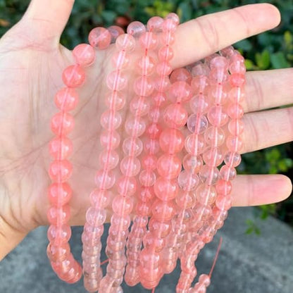 45pcs Synthetic Red Cherry Quartz Healing Gemstone 8mm (46 Count)
