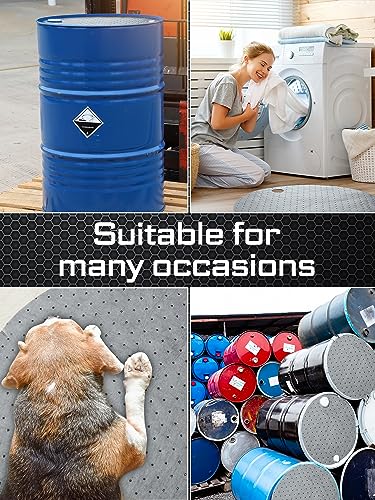 50 Pcs Drum Top Oil Absorbent Pads for 55 Gallon Drums Barrel Absorbent Pads Mat 22" Diameter Lid Oil Mat with Bungs 0.75" and 2" Diameter (50 Count)