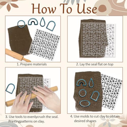 Daisy Polymer Clay Texture Sheets Butterfly Silicone Texture Stamp Clay Texture Mat Flower Modeling Pattern Pad Texture Sheets for Polymer Clay Jewelry and Clay Earrings Tools